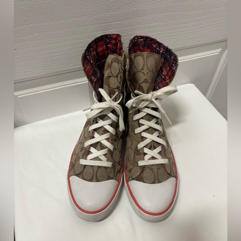 Coach Women Ankle Sneakers Signature Pattern Shoes Size 10 - Picture 3 of 16